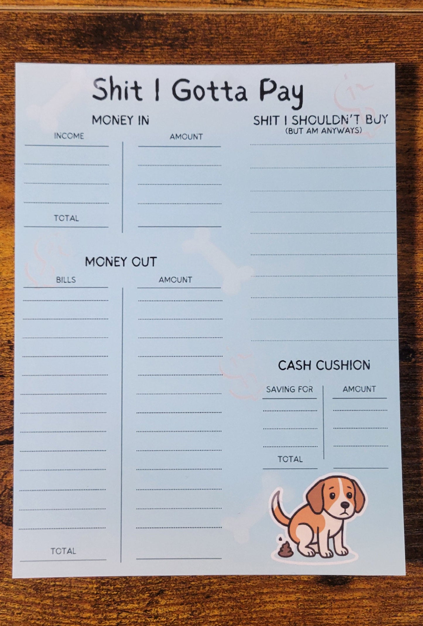 Shit I Gotta Pay Notepad – Funny Bill Tracker, 5x7 Payment Reminder Pad, Budget List for Busy Adults
