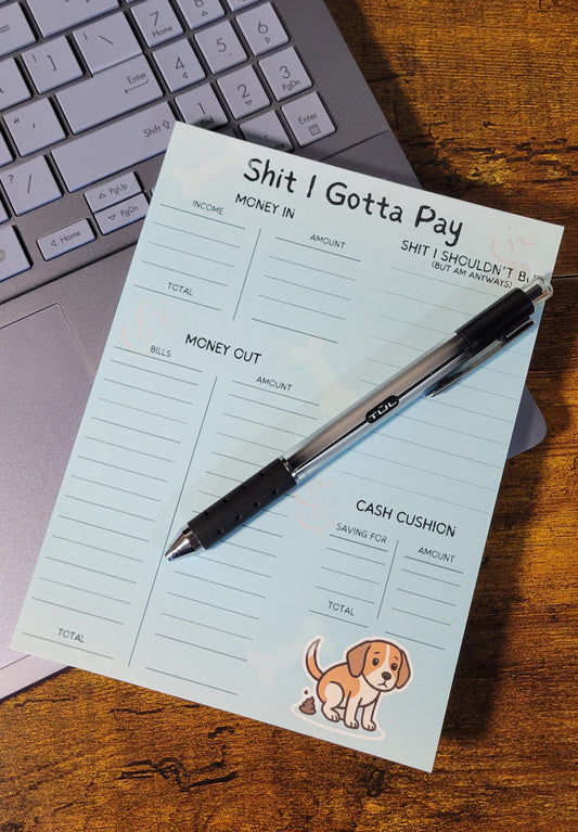 Shit I Gotta Pay Notepad – Funny Bill Tracker, 5x7 Payment Reminder Pad, Budget List for Busy Adults