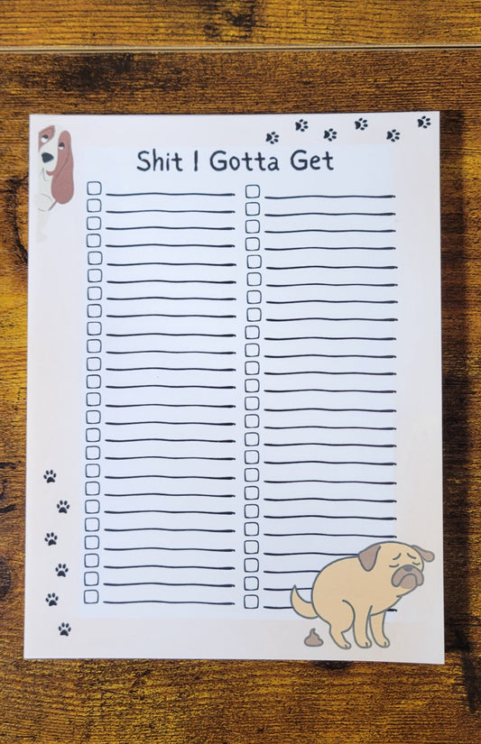 Shit I Gotta Get Notepad – Funny Shopping List, 5x7 Tear‑Off Pad, Grocery List for Busy Adults